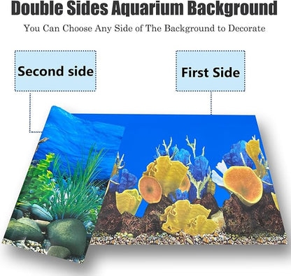 Aquarium Background Seabed Coral Rock Water Plants Fish Tank Backdrop 10 20 - Image 6