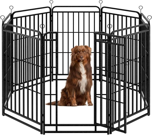 Heavy Duty Dog Playpen: 8 Steel Panels 47" Height, Square Steel Pipe by Committedtobetterpetlife