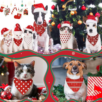 Abbylike 50 Pcs White and Red Dog Bandanas Bulk Polka Dots Stripes Snowflake - Image 6