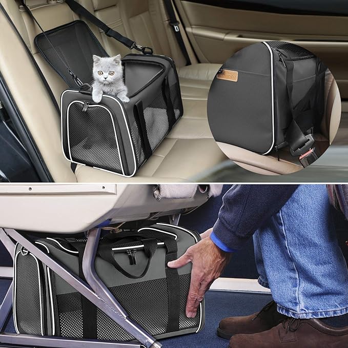 Cat Carrier - Portable Foldable Dog Pet Carrier, Soft-Sided Pet Bag up to 15 Lbs - Image 5