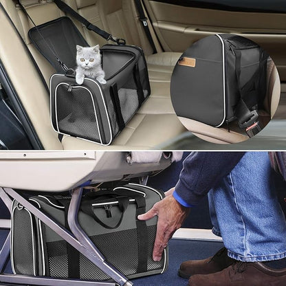 Cat Carrier - Portable Foldable Dog Pet Carrier, Soft-Sided Pet Bag up to 15 Lbs - Image 5