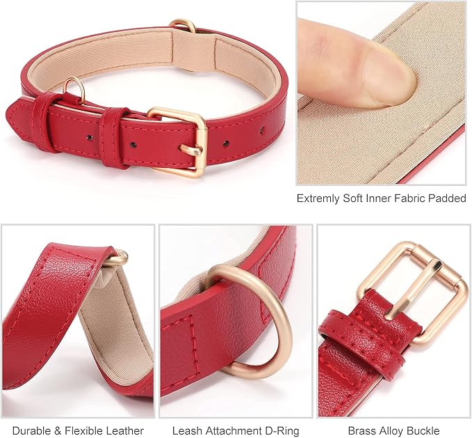 WHIPPY Leather Dog Collar for Small Medium Large Dog Adjustable Soft Breathable - Image 5