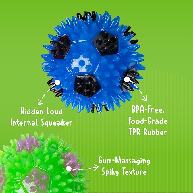 Gnawsome 2.5” Squeak & Light Soccer Ball Dog Toy - Image 5