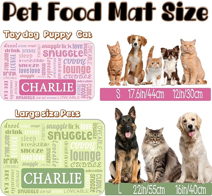 Personalized Dog Cat Food Mat Waterproof Non Slip Pet Bowl Mat Absorbent Quick - Image 3