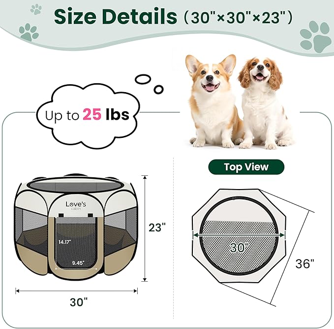 Love's cabin Pet Puppy Dog Playpen, Medium Dog Tent Crates Cage Indoor/Outdoor - Image 3