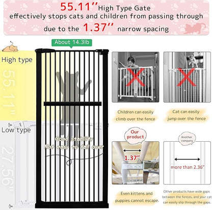 Lumizone Extra Tall Pet Gate 55.12" High Pressure Mounted 50.79"-55.11" Extra - Image 4