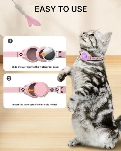 Cat Collar with Airtag Holder, 2 Pack Waterproof Breakaway Kitten Collar - Image 4