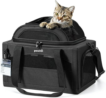 Pecute Expandable Pet Carrier Airline Approved Dog Cat Carrier, Breathable by pecute