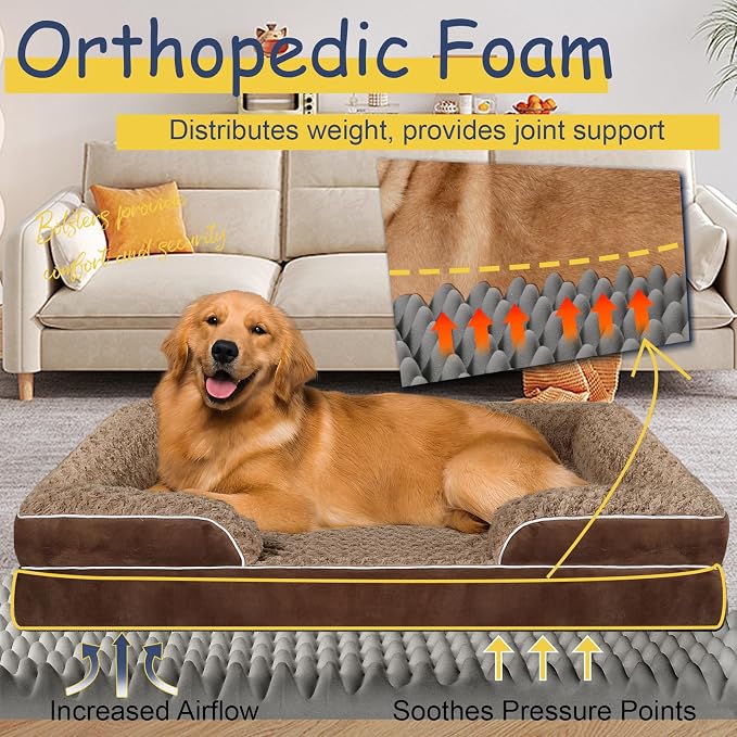 Orthopedic Dog Bed for Large Medium Sized, Washable Memory Foam Large Dog Bed - Image 2