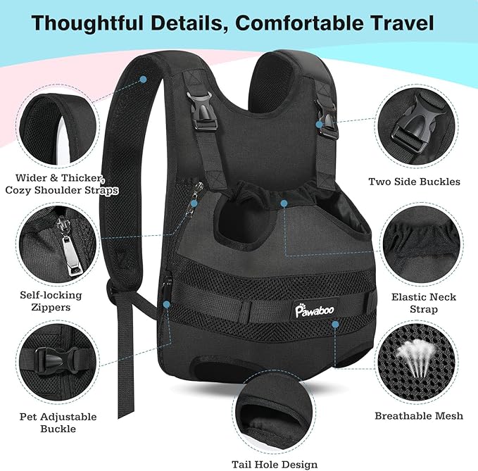 Pawaboo Pet Dog Front Carrier Backpacks, Legs Out Pet Carrier Backpack - Image 2