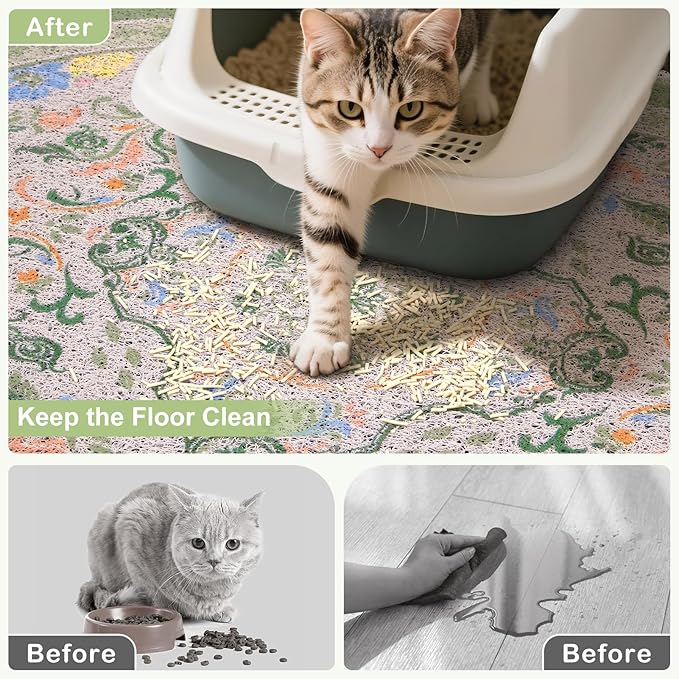 Bienbee Cat Litter Mat, Urine and Water Proof, Bean-Green XL - Image 2