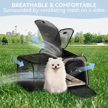 Petsfit 19"X12" X12" Expandable Pet Carrier, Square Expansion Reduces Pet - Image 8
