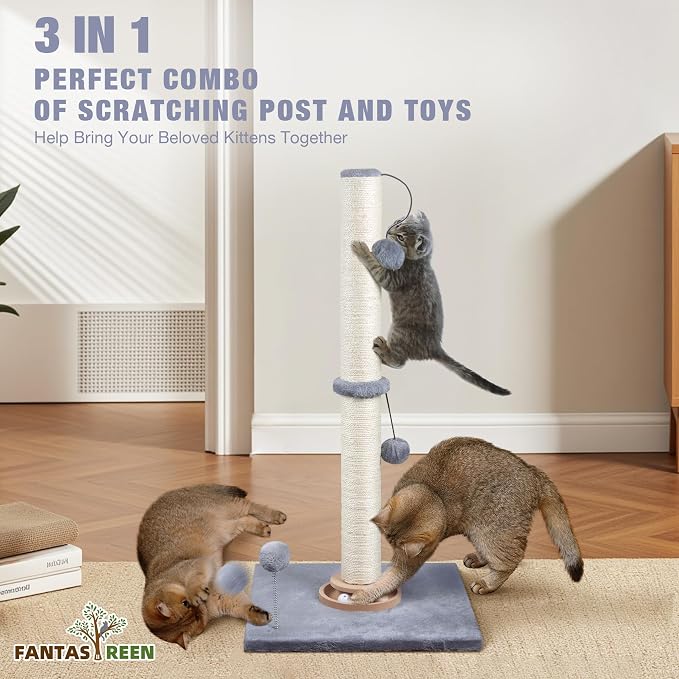 Fantasreen 31" Cat Scratching Post Kitten Toys - Image 6