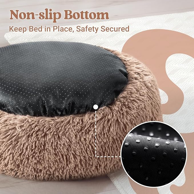rabbitgoo Cat Beds for Indoor, 20 inches Machine Washable, Fluffy Round Pet Bed - Image 7