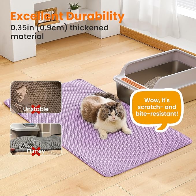 Jumbo Cat Litter Mat, 46x26 Inches Double Layer Honeycomb Litter Trapping Mat - Image 6