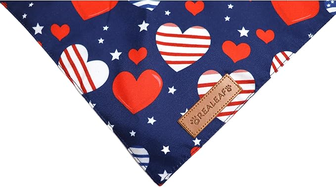Realeaf 4th of July Dog Bandanas 2 Pack, Reversible American Flag Pet Scarf - Image 4