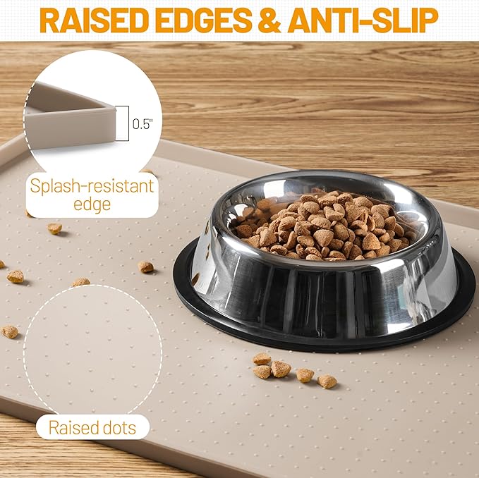 Hubulk Dog Feeding Mat, 100% Waterproof Food Grade Silicone Pet Food and Water - Image 3