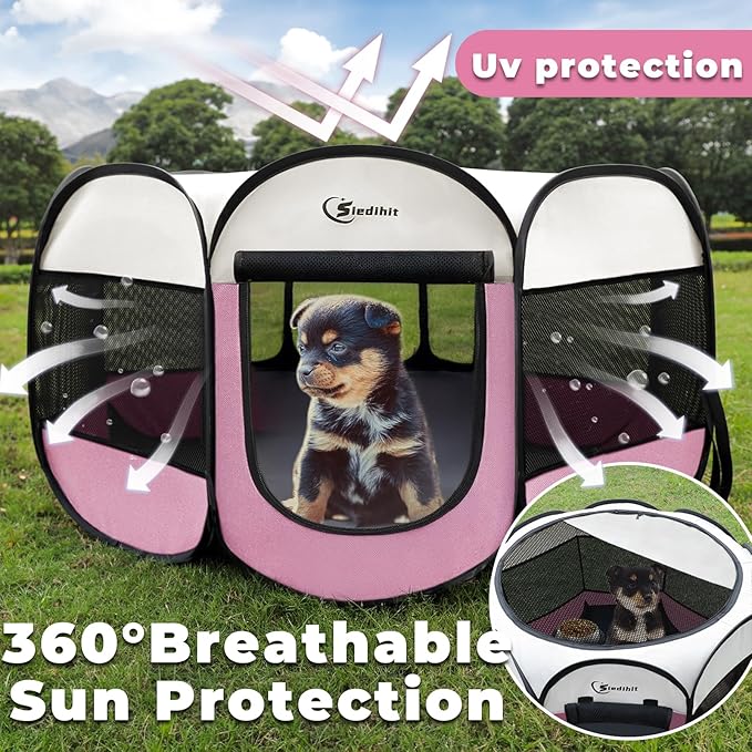 Pink Dog Cat Playpen, Puppy Pet Playpen Indoor - Image 6