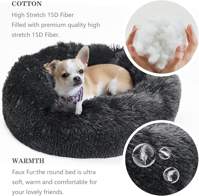 nononfish Puppy Beds for Small Dogs Washable 19" Black Calming and Anxiety Pet - Image 4