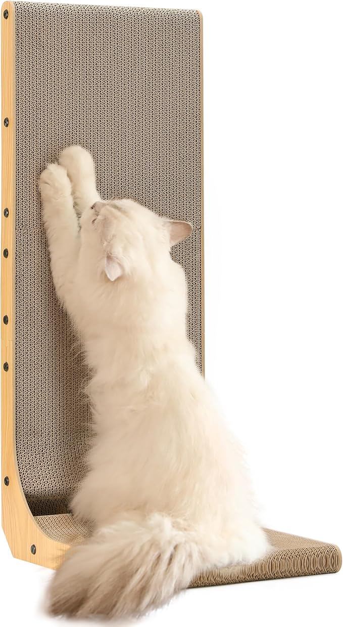 FUKUMARU Cat Scratcher, 32.7 Inch L Shape Cat Scratch Pad Wall Mounted by FUKUMARU