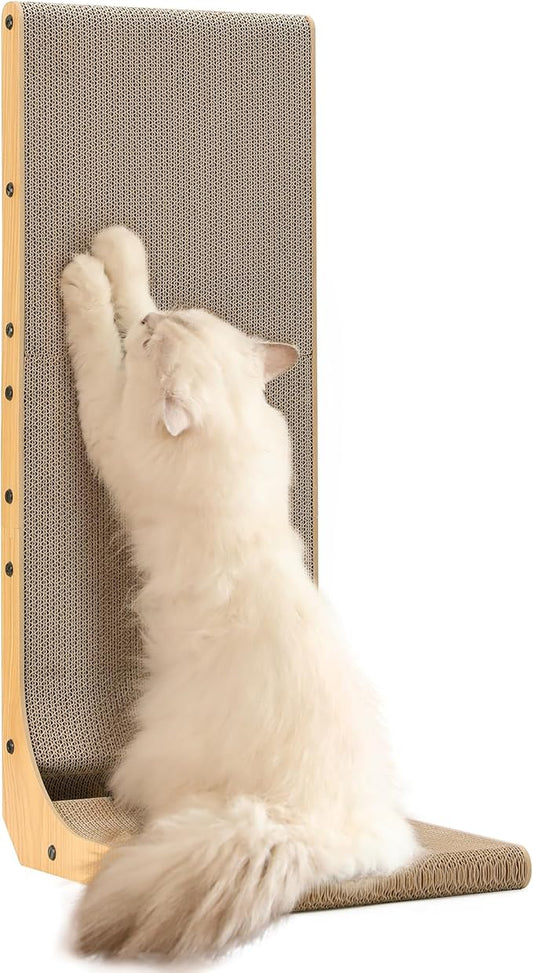 FUKUMARU Cat Scratcher, 32.7 Inch L Shape Cat Scratch Pad Wall Mounted by FUKUMARU