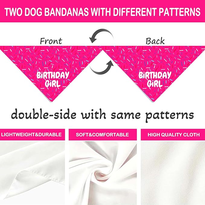 Birthday Girl Dog Bandanas 1 Pack, Pet Scarves HBD Bandanas - Image 8