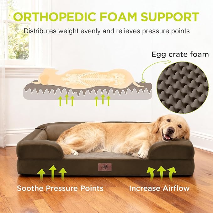 Orthopedic Dog Bed for Extra Large Dogs, XXL Waterproof Egg Crate Memory Foam - Image 2