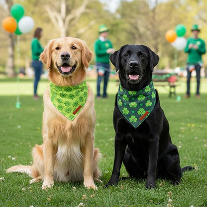 ADOGGYGO St Patrick Dog Bandana 2 Pack, Reversible Shamrock Pet Scarf Bib - Image 2