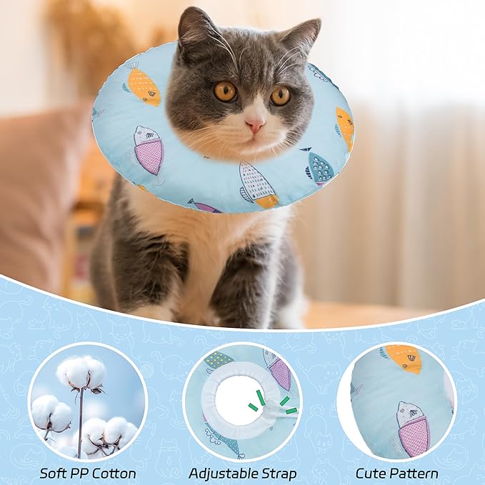 Cat Cone Collar Soft, Adjustable Cat Recovery Collars Kitten Cones to Stop - Image 3