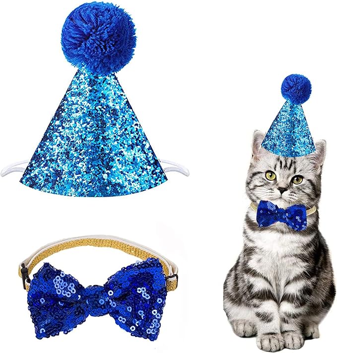 Christmas Pet Party Jazz Hat and Blingbling Bow Tie Breakaway Collar Set by Arogheiz