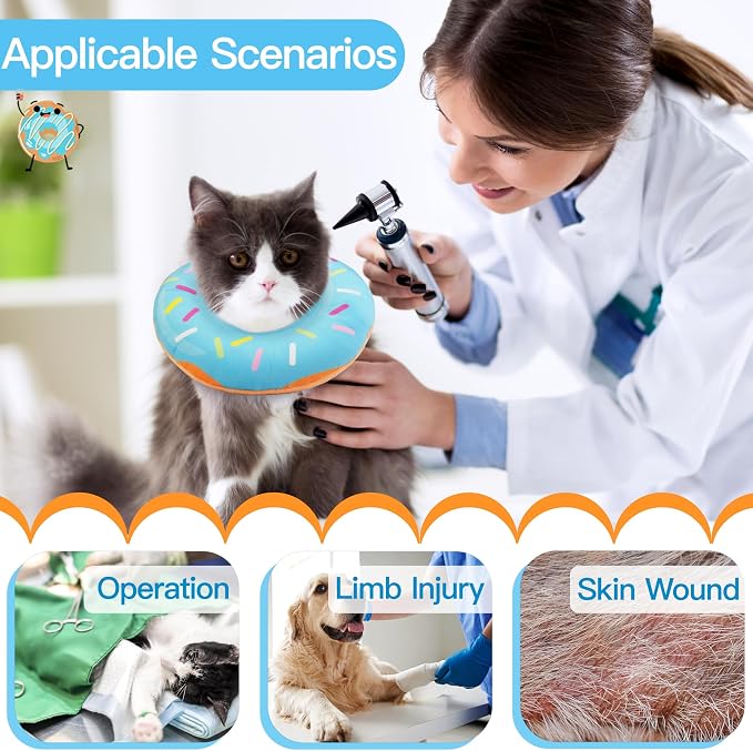 Cat Cone Collar Soft, Cute Cat Donut Collar After Surgery, Adjustable Kitten - Image 3