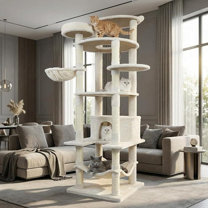 78.8" Large Cat Tree Tower for Indoor Kitties, Sisal Scratching Posts, Hammock - Image 8