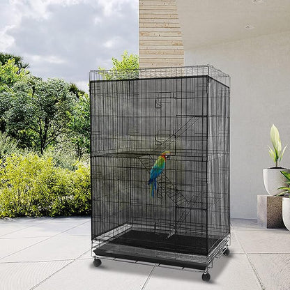 Adjustable Birdcage Seed Feather Catcher Bird Cage Net Cover Soft Skirt Guard - Image 7