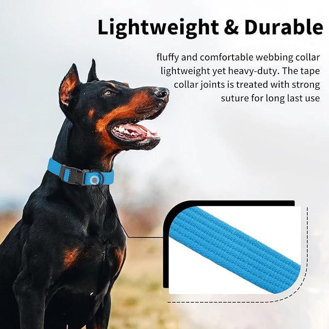 lynxking Dog Collar Soft Padded Breathable Cotton Solid Color Strong Adjustable - Image 2