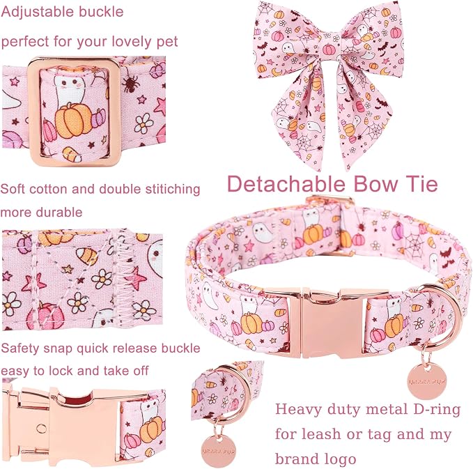 Halloween Dog Collar with Flower, Fancy Halloween Dog Collar Bowtie Gift - Image 2
