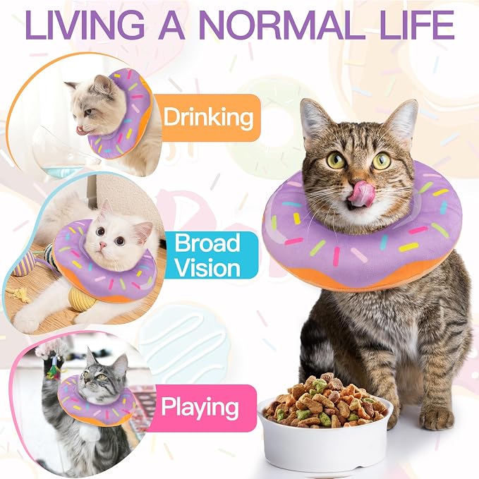 Cat Cone Collar Soft, Cute Cat Donut Collar After Surgery, Adjustable Kitten - Image 7