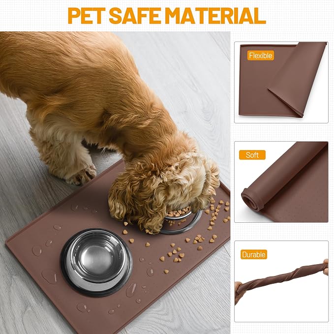 Hubulk Dog Feeding Mat, 100% Waterproof Food Grade Silicone Pet Food and Water - Image 5