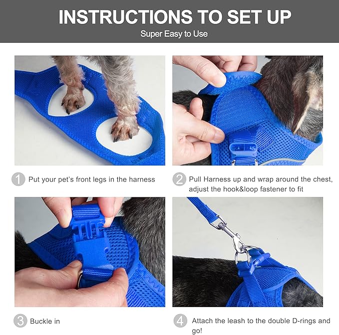 Fida Comfy Dog Harness with Leash, Soft Puppy Vest Escape Proof, Breathable - Image 5
