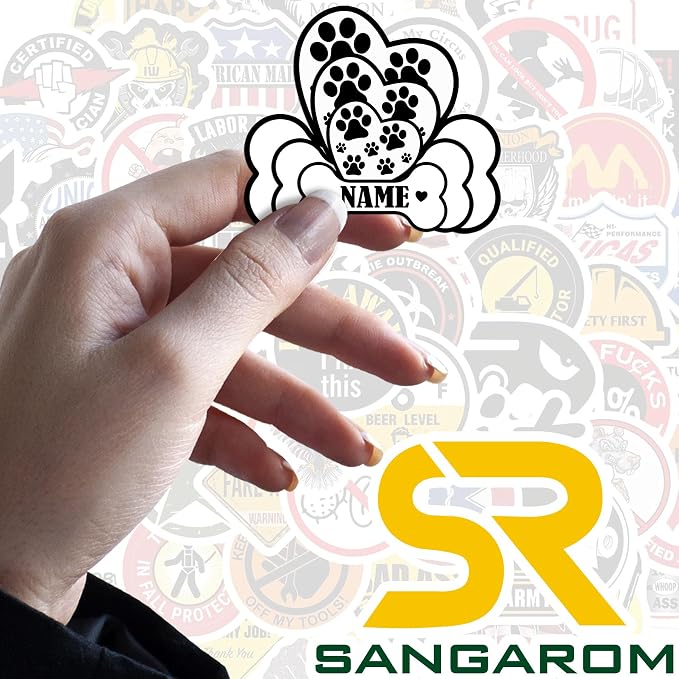 Custom Dog Paw Bone Sticker Personalized Pet Name Decal Cute Heart and Pawprint - Image 7