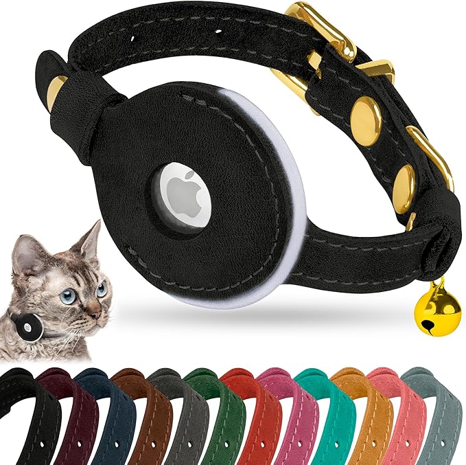 OOPSDOGGY Reflective Leather AirTag Cat Collar by OOPSDOGGY