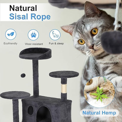 FDW | 62" Cat Tree Tower | Dark Gray | Multi-Level Indoor Activity Center - Image 4