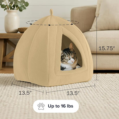 Cat House Indoor Cat Bed with Removable Foam Cushion, Plush Cat Tent Bed - Image 6