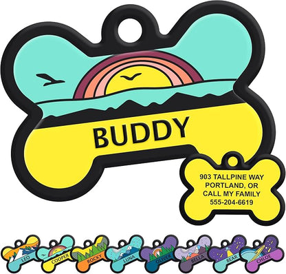 GoTags Silent Dog Tag, Personalized Engraved Bone Silicone Dog and Cat Name Pet by GoTags