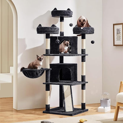 Yaheetech 68.5in Cat Tree for Large Cats, Large Condo, Stable Pet Play House - Image 3