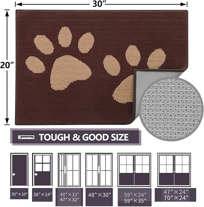 Buganda Dog Door Mat for Muddy Paws, Absorbent Dirt Trapper Washable Indoor - Image 2