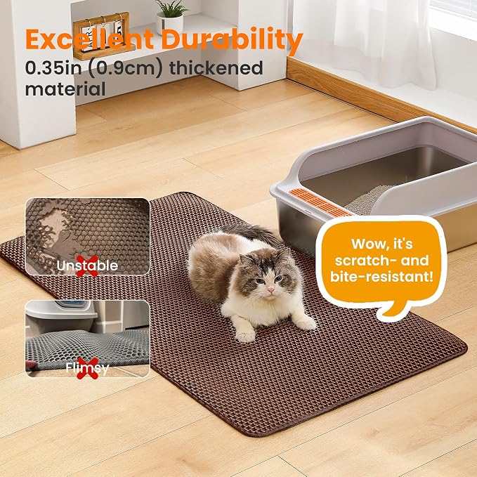 Jumbo Cat Litter Mat, 46x26 Inches Double Layer Honeycomb Litter Trapping Mat - Image 6
