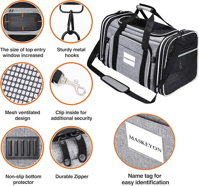 TSA Airline Approved Soft Sided Pet Carrier Top Loading 4 Side Expandable Large - Image 5