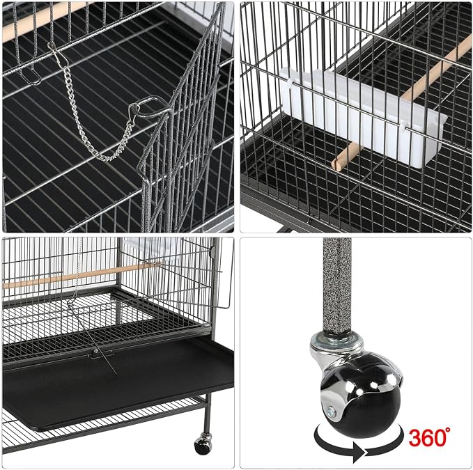 Yaheetech 60.5inch Extra Large Bird Cage Metal Parrot Cage Flight Cage - Image 4