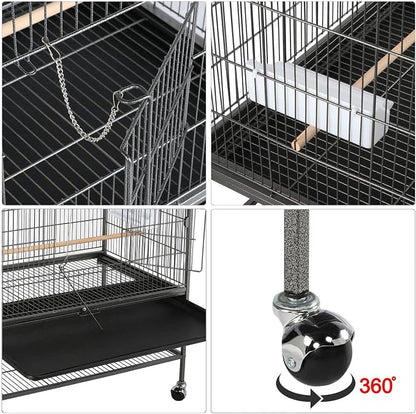 Yaheetech 60.5inch Extra Large Bird Cage Metal Parrot Cage Flight Cage - Image 4
