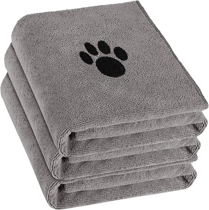 3 Pack Microfiber Dog Towels for Drying Dogs, Super Absorbent and Soft Pet by Puomue